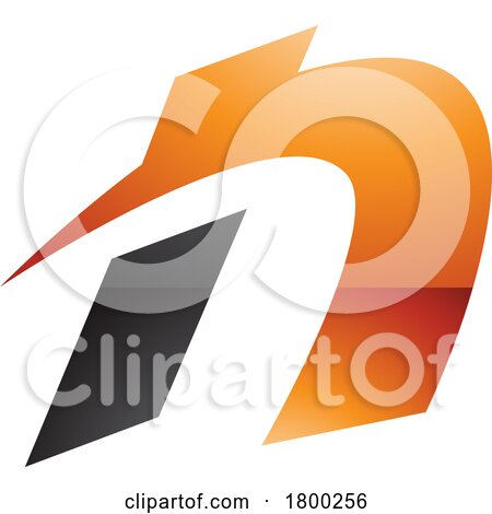 Orange and Black Glossy Spiky Italic Letter N Icon by cidepix
