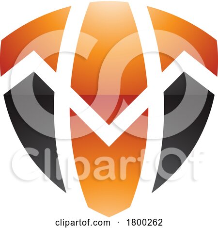 Orange and Black Glossy Shield Shaped Letter T Icon by cidepix