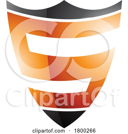 Orange and Black Glossy Shield Shaped Letter S Icon by cidepix