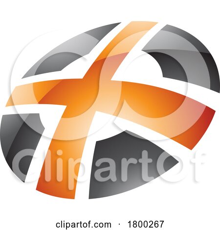 Orange and Black Glossy Round Shaped Letter X Icon by cidepix