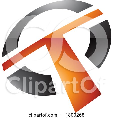 Orange and Black Glossy Round Shaped Letter T Icon by cidepix