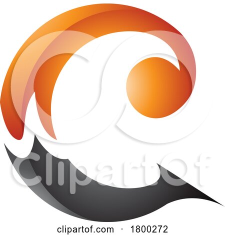Orange and Black Glossy Round Curly Letter C Icon by cidepix