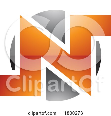 Orange and Black Glossy Round Bold Letter N Icon by cidepix