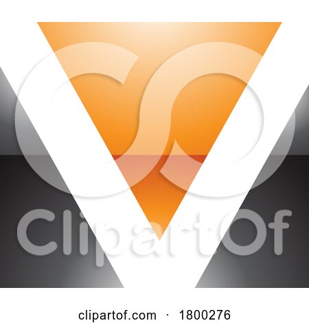 Orange and Black Glossy Rectangular Shaped Letter V Icon by cidepix