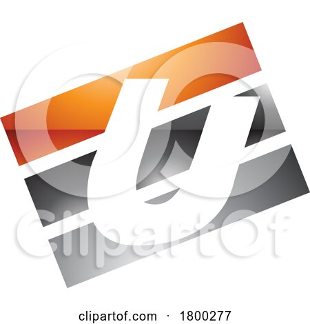 Orange and Black Glossy Rectangular Shaped Letter U Icon by cidepix
