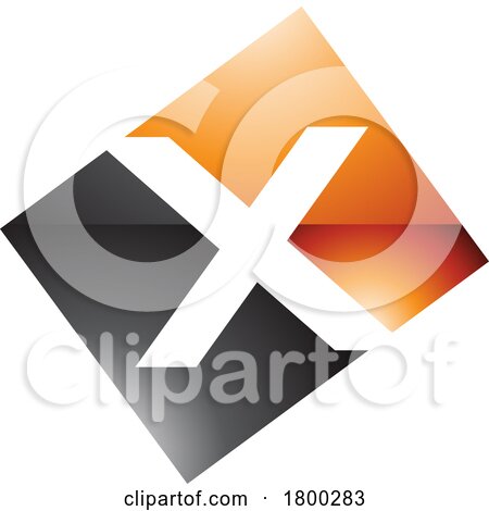 Orange and Black Glossy Rectangle Shaped Letter X Icon by cidepix