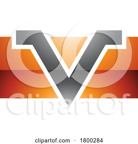 Orange and Black Glossy Rectangle Shaped Letter V Icon by cidepix