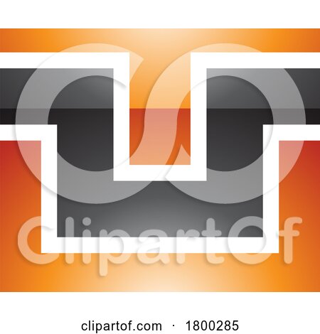 Orange and Black Glossy Rectangle Shaped Letter U Icon by cidepix