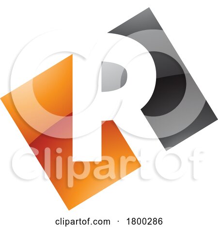 Orange and Black Glossy Rectangle Shaped Letter R Icon by cidepix