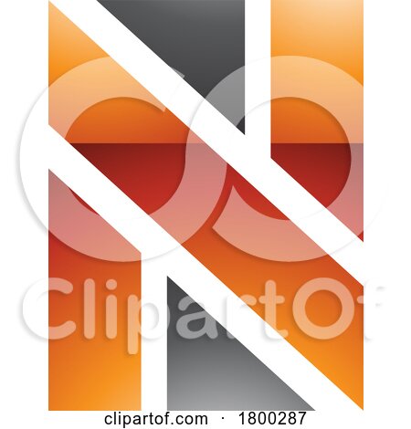 Orange and Black Glossy Rectangle Shaped Letter N Icon by cidepix