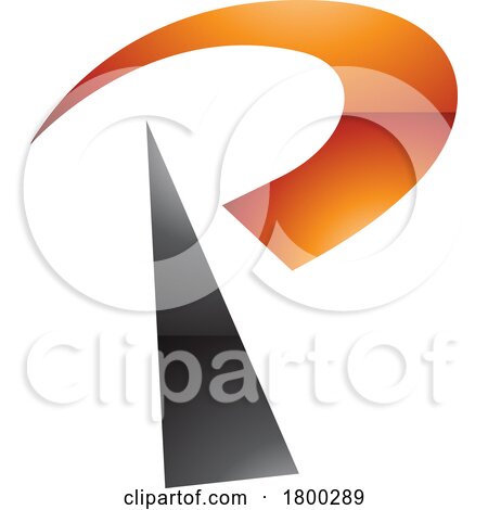 Orange and Black Glossy Radio Tower Shaped Letter P Icon by cidepix