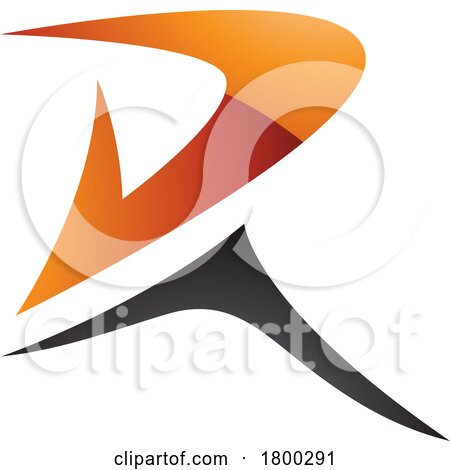 Orange and Black Glossy Pointy Tipped Letter R Icon by cidepix