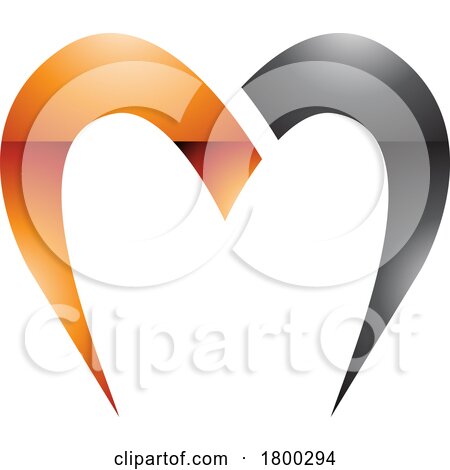 Orange and Black Glossy Parachute Shaped Letter M Icon by cidepix