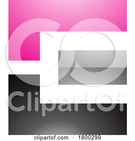 Magenta Black and Grey Glossy Rectangular Letter E Icon by cidepix