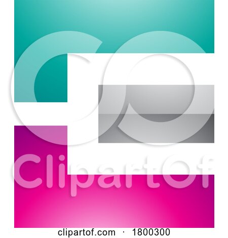 Magenta Green and Grey Glossy Rectangular Letter E Icon by cidepix