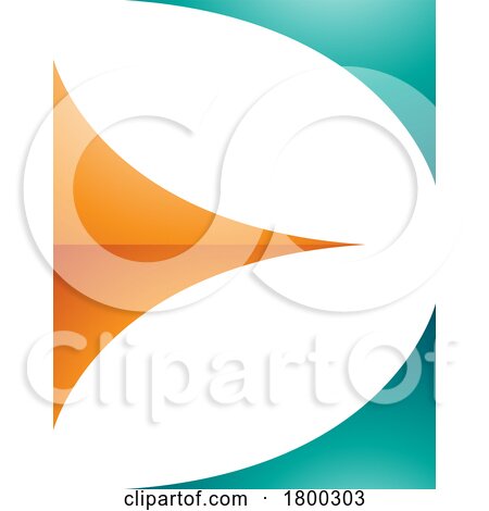 Orange and Green Glossy Uppercase Letter E Icon with Curvy Triangles by cidepix