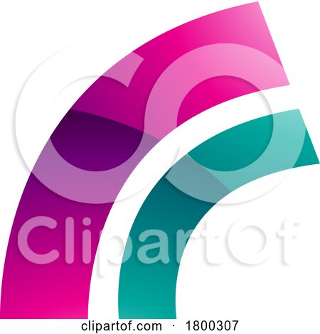 Magenta and Green Glossy Arc Shaped Letter R Icon by cidepix