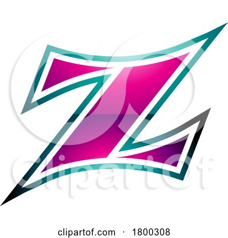Magenta and Green Glossy Arc Shaped Letter Z Icon by cidepix