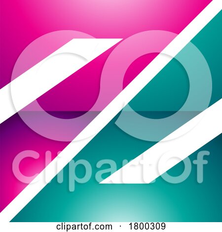 Magenta and Green Glossy Triangular Square Shaped Letter Z Icon by cidepix