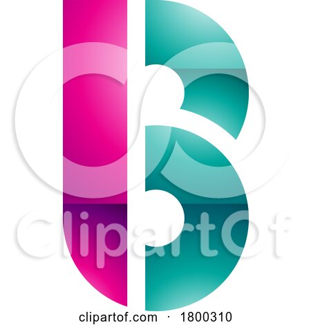 Magenta and Persian Green Round Glossy Disk Shaped Letter B Icon by cidepix