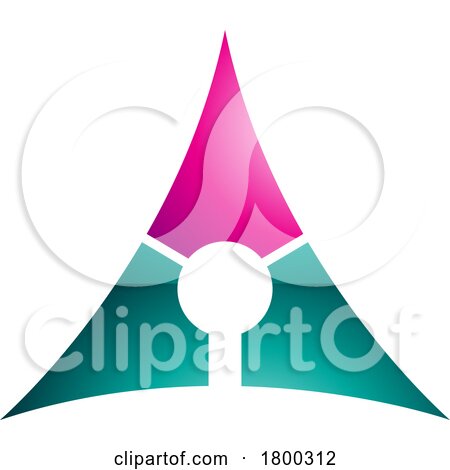 Magenta and Persian Green Deflated Glossy Triangle Letter a Icon by cidepix