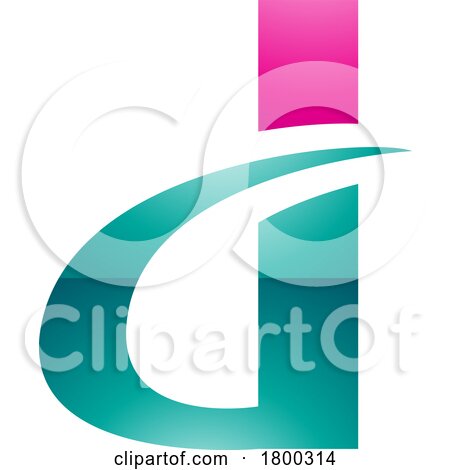 Magenta and Persian Green Glossy Curvy Pointed Letter D Icon by cidepix