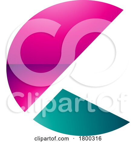 Magenta and Persian Green Glossy Letter C Icon with Half Circles by cidepix