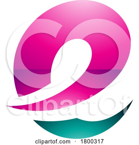 Magenta and Persian Green Glossy Lowercase Letter E Icon with Soft Spiky Curves by cidepix