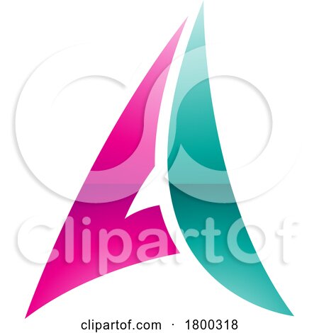 Magenta and Persian Green Glossy Paper Plane Shaped Letter a Icon by cidepix