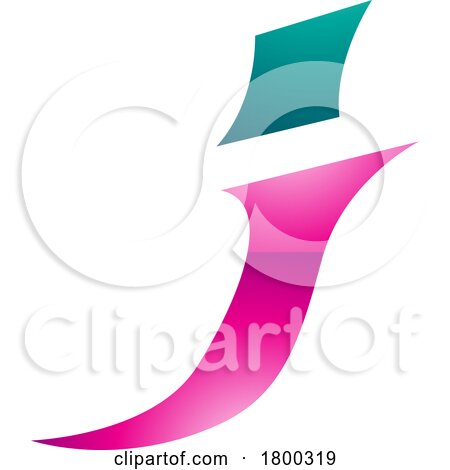 Magenta and Persian Green Glossy Spiky Italic Letter J Icon by cidepix