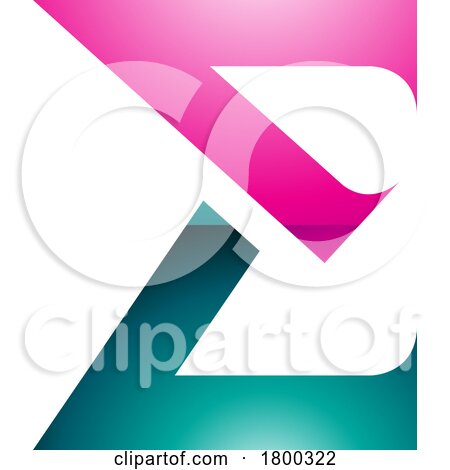Magenta and Persian Green Sharp Glossy Elegant Letter E Icon by cidepix