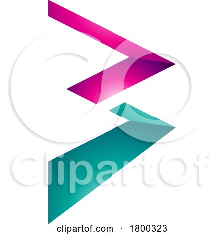 Magenta and Persian Green Glossy Zigzag Shaped Letter B Icon by cidepix