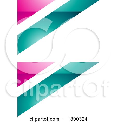 Magenta and Persian Green Glossy Triangular Flag Shaped Letter B Icon by cidepix