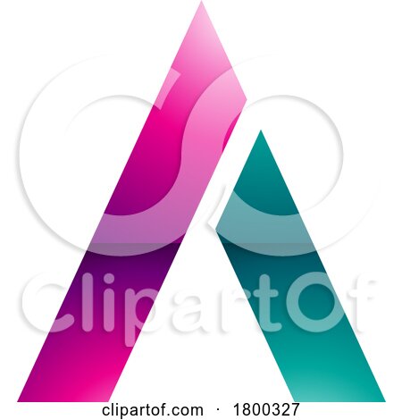 Magenta and Green Glossy Trapezium Shaped Letter a Icon by cidepix