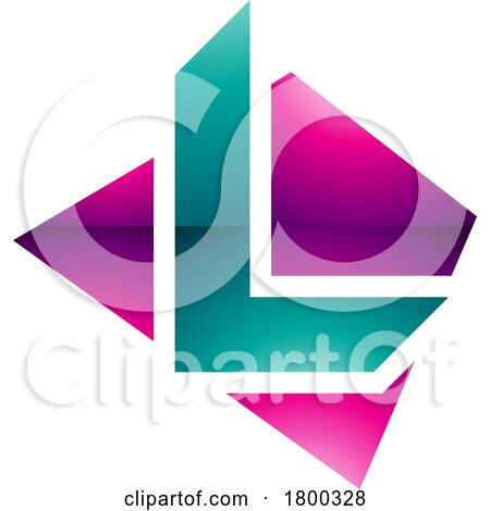 Magenta and Green Glossy Trapezium Shaped Letter L Icon by cidepix
