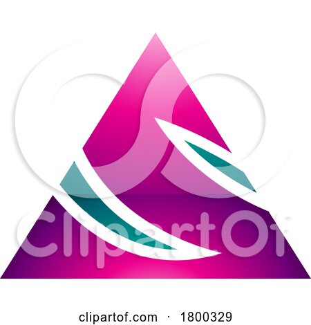 Magenta and Green Glossy Triangle Shaped Letter S Icon by cidepix