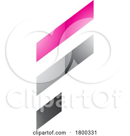 Magenta and Grey Glossy Letter F Icon with Diagonal Stripes by cidepix