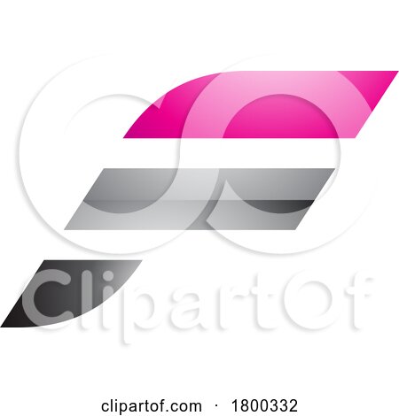 Magenta and Grey Glossy Letter F Icon with Horizontal Stripes by cidepix