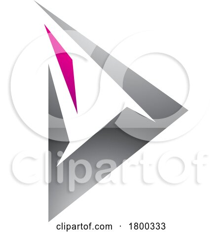 Magenta and Grey Glossy Spiky Triangular Letter D Icon by cidepix