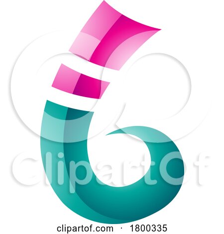 Magenta and Persian Green Curly Glossy Spike Shape Letter B Icon by cidepix