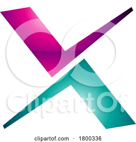 Magenta and Green Glossy Tick Shaped Letter X Icon by cidepix
