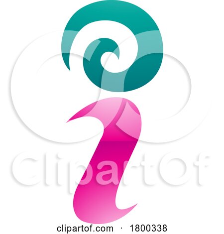 Magenta and Green Glossy Swirly Letter I Icon by cidepix
