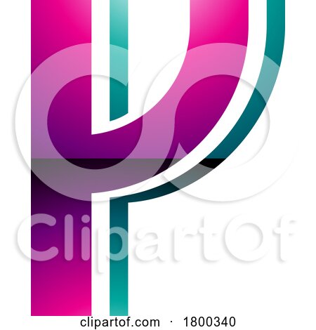 Magenta and Green Glossy Striped Shaped Letter Y Icon by cidepix
