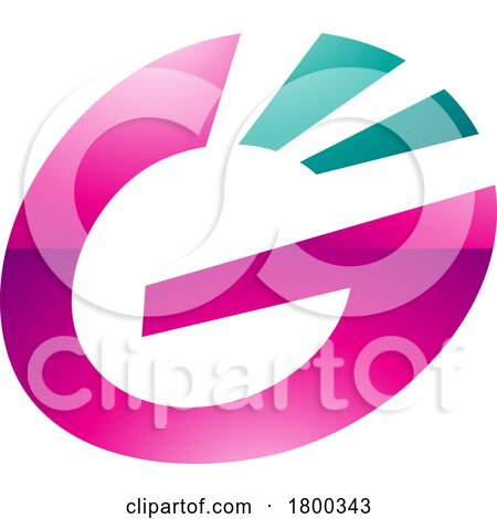 Magenta and Green Glossy Striped Oval Letter G Icon by cidepix