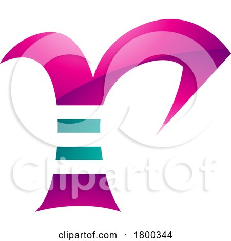 Magenta and Green Glossy Striped Letter R Icon by cidepix
