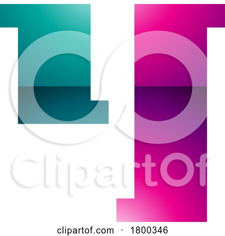 Magenta and Green Glossy Stamp Shaped Letter Y Icon by cidepix