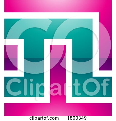 Magenta and Green Glossy Square Shaped Letter N Icon by cidepix