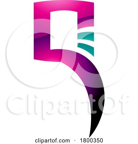 Magenta and Green Glossy Square Shaped Letter Q Icon by cidepix