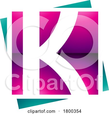 Magenta and Green Glossy Square Letter K Icon by cidepix