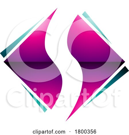 Magenta and Green Glossy Square Diamond Shaped Letter S Icon by cidepix